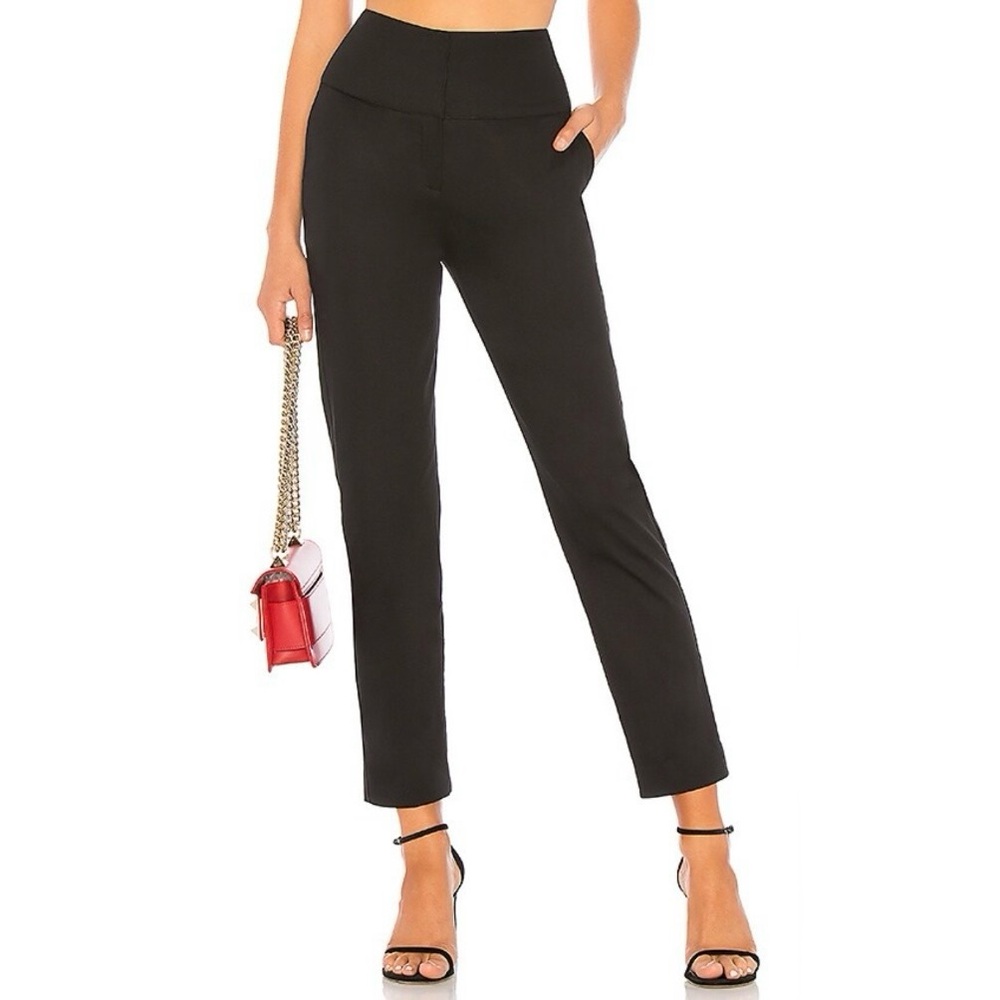 Revolve x Chrissy Teigen Black Stretch Straight Leg Wide Waistband Pants Large